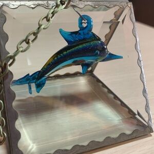 Hand Blown Glass Sailfish Marlin Fish Window Hanging Sun Catcher Nautical Art